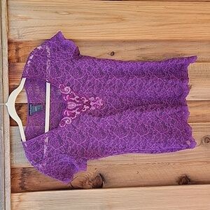 Vintage Y2K MODA international Lace purple  Dark romantic Fairy  top Made in USA